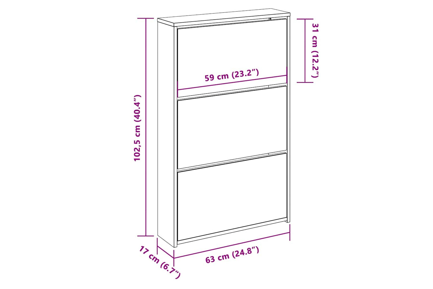 vidaXL 243048 Shoe Cabinet 3-layer Mirror White 63x17x102.5cm-6