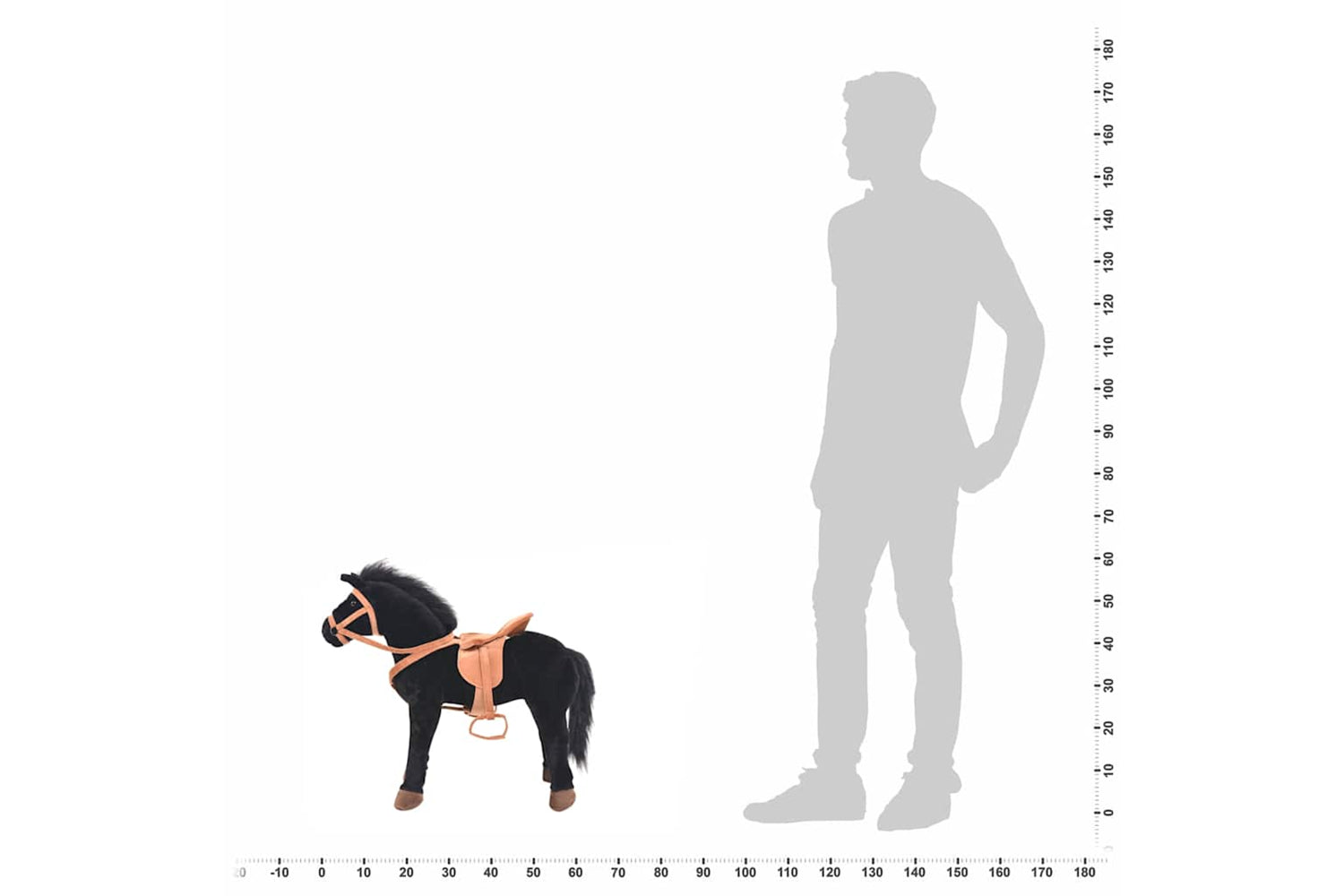 Vidaxl Standing Toy Horse Plush Black-6