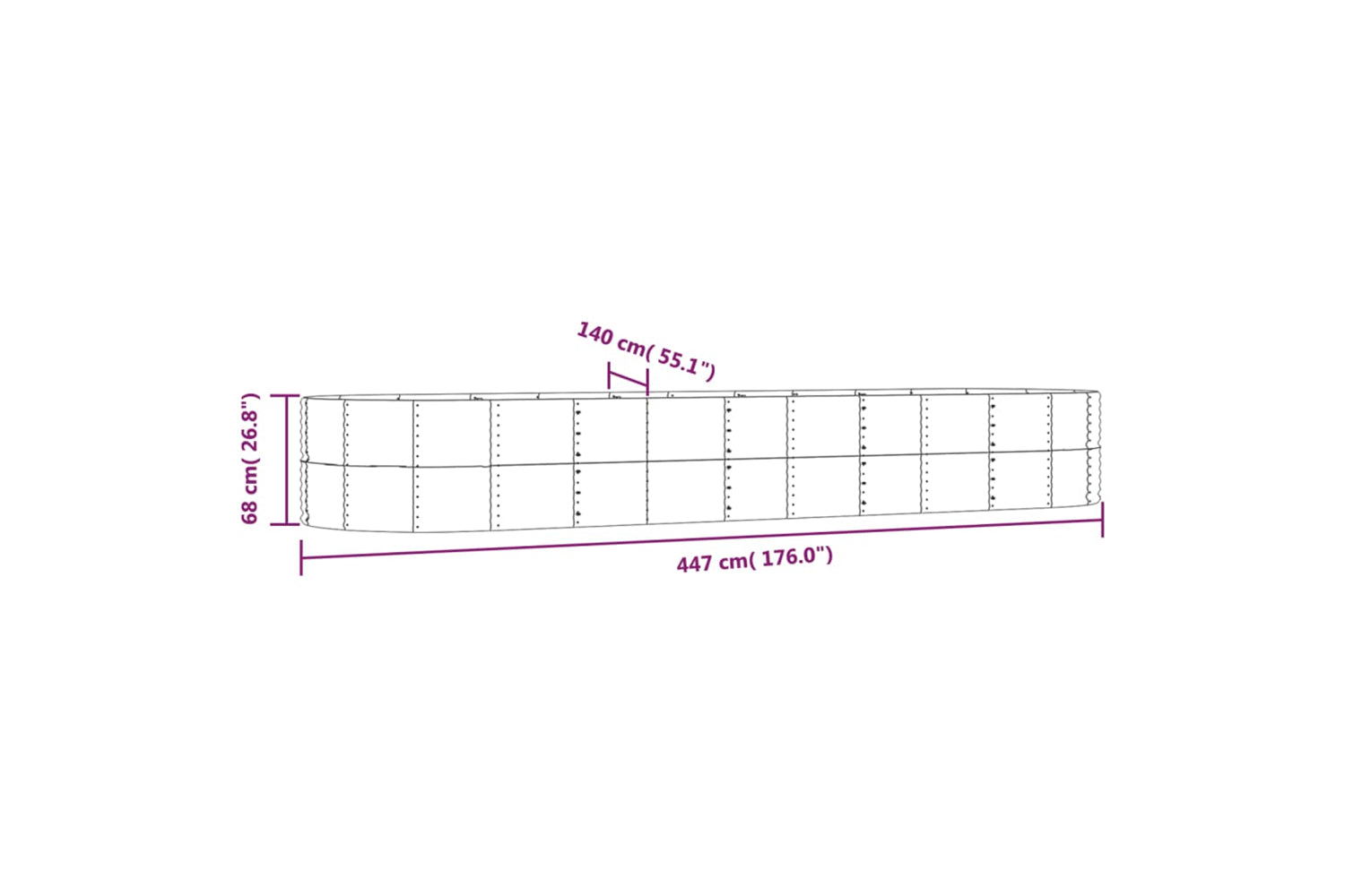 vidaXL 319112 Garden Raised Bed Silver 447x140x68cm Powder-coated Steel-5