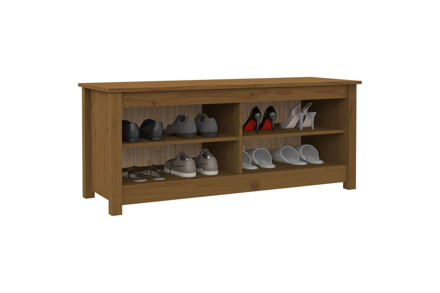 vidaXL 813777 Shoe Bench Honey Brown 110x38x45.5cm Solid Wood Pine-5