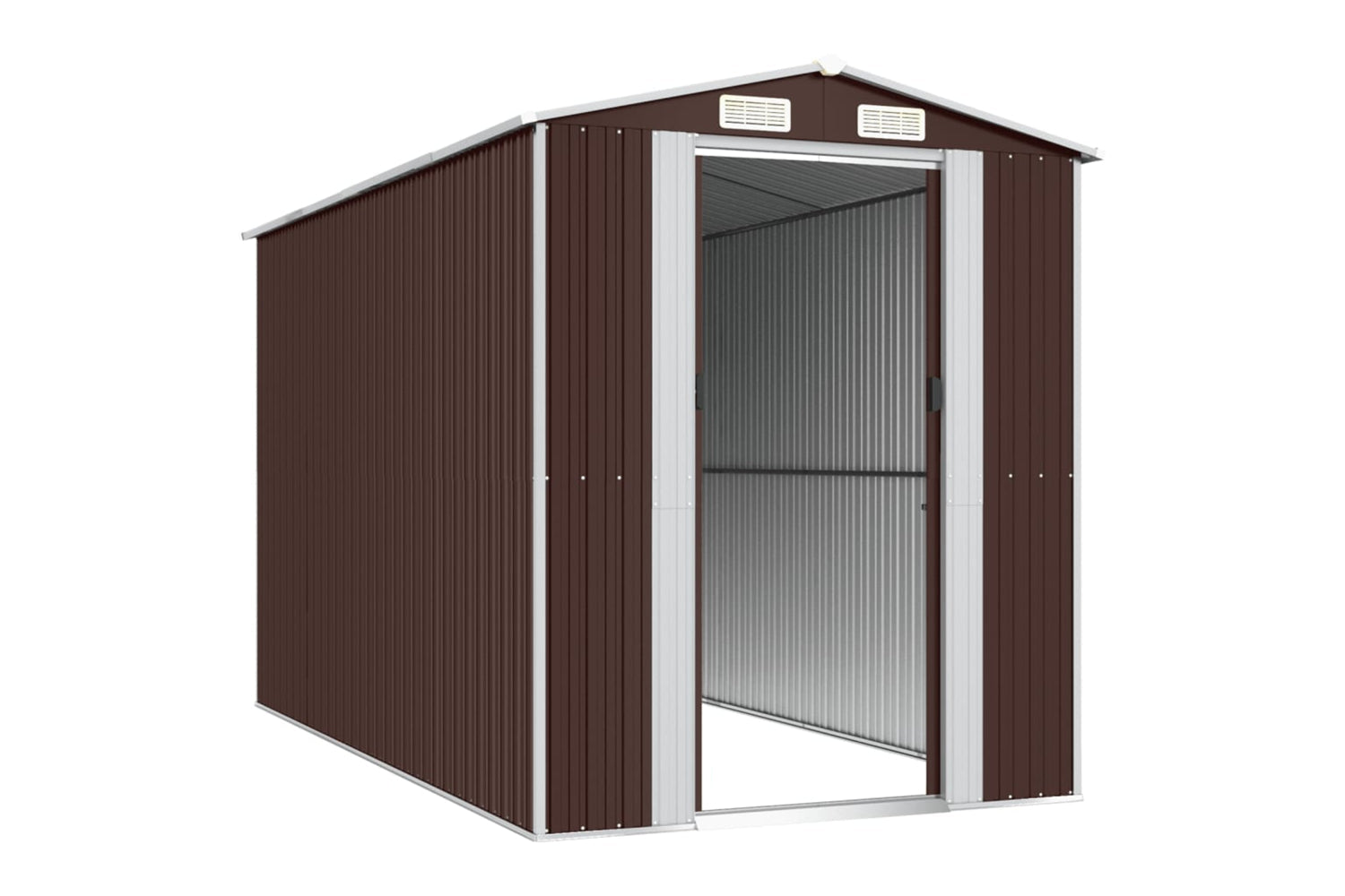 vidaXL 3147462 Garden Shed Dark Brown 192x357x223cm Galvanised Steel-3