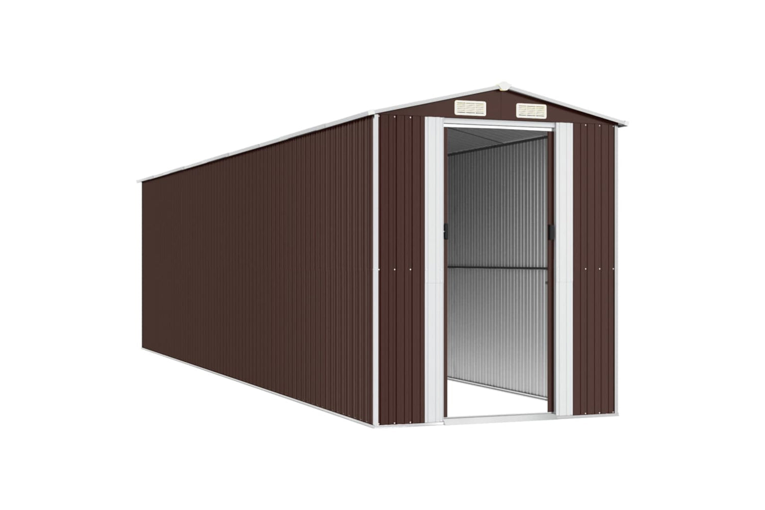 vidaXL 3147467 Garden Shed Dark Brown 192x772x223cm Galvanised Steel-3