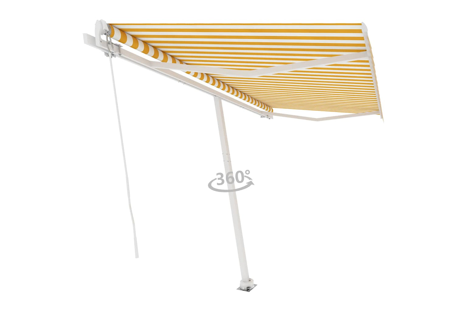 vidaXL 3069618 Freestanding Manual Retractable Awning 400x350cm Yellow/white-3