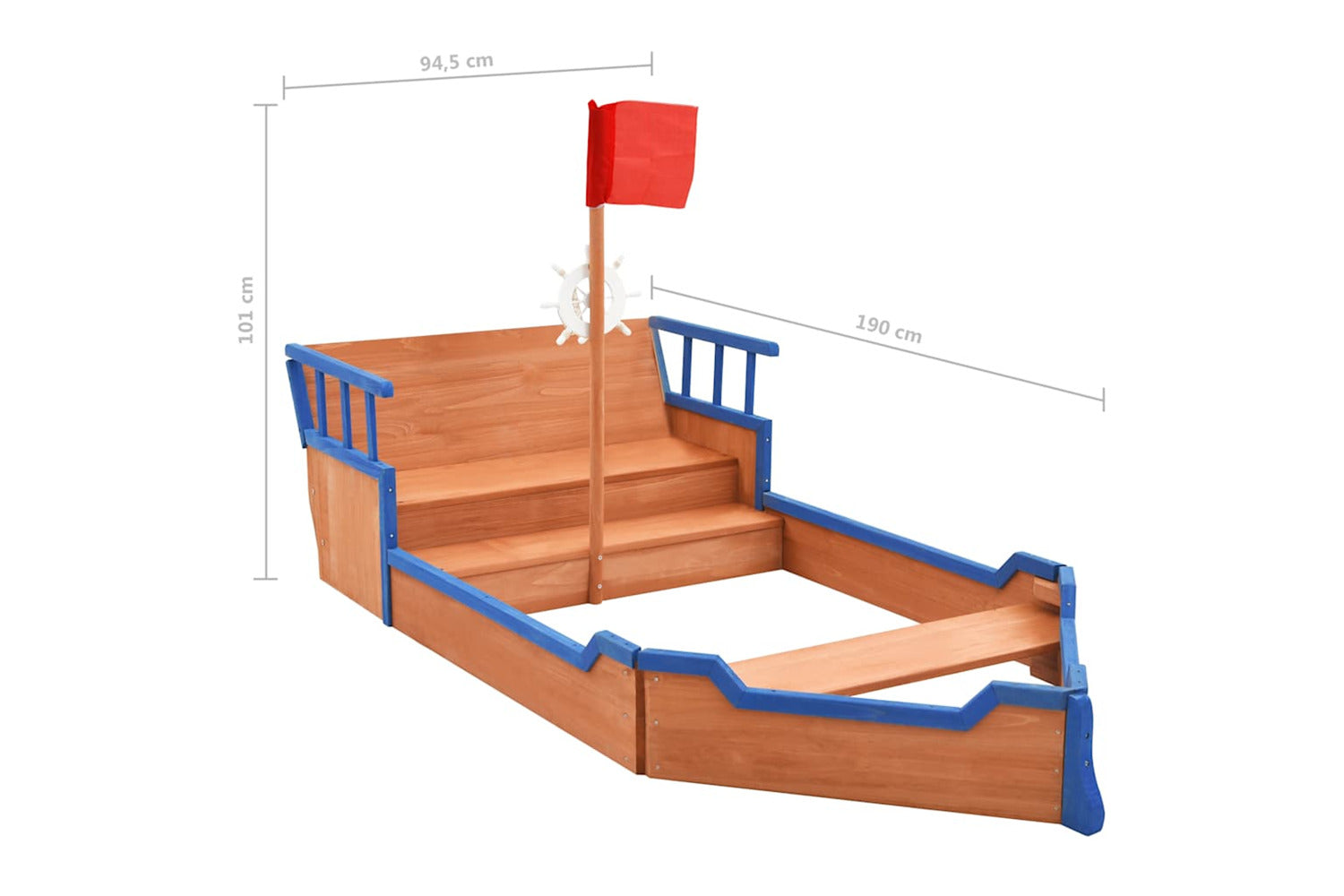 Vidaxl Sandbox Pirate Ship Firwood 190x94.5x101 Cm-9