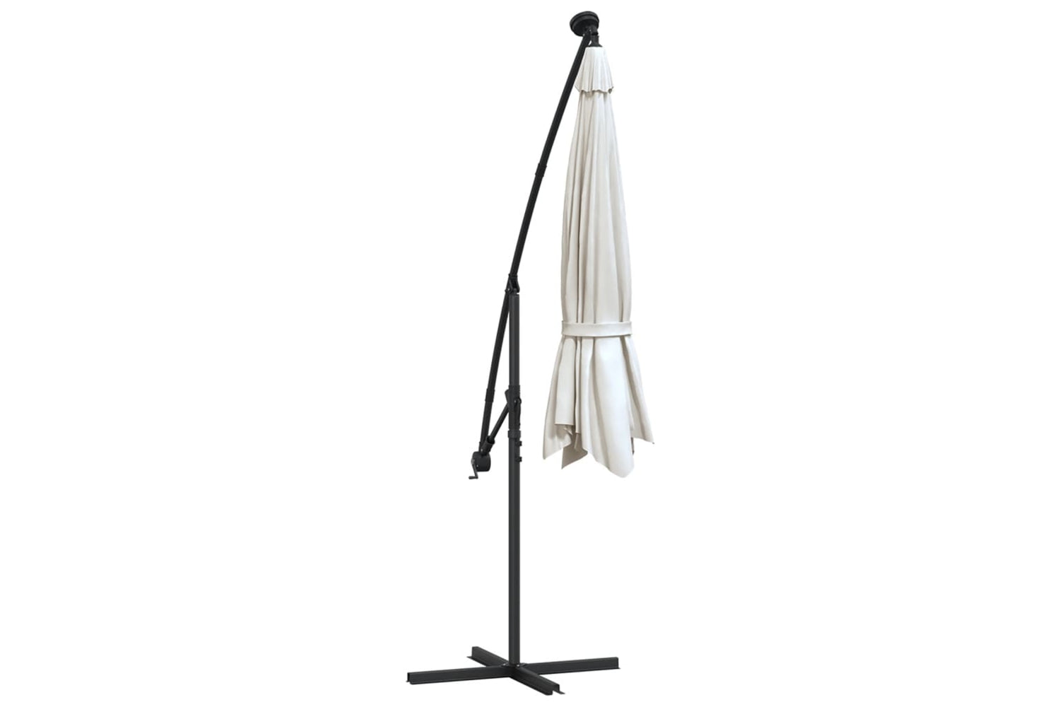Vidaxl 42970 Hanging Parasol With Led Lighting 300 Cm Sand Metal Pole-7