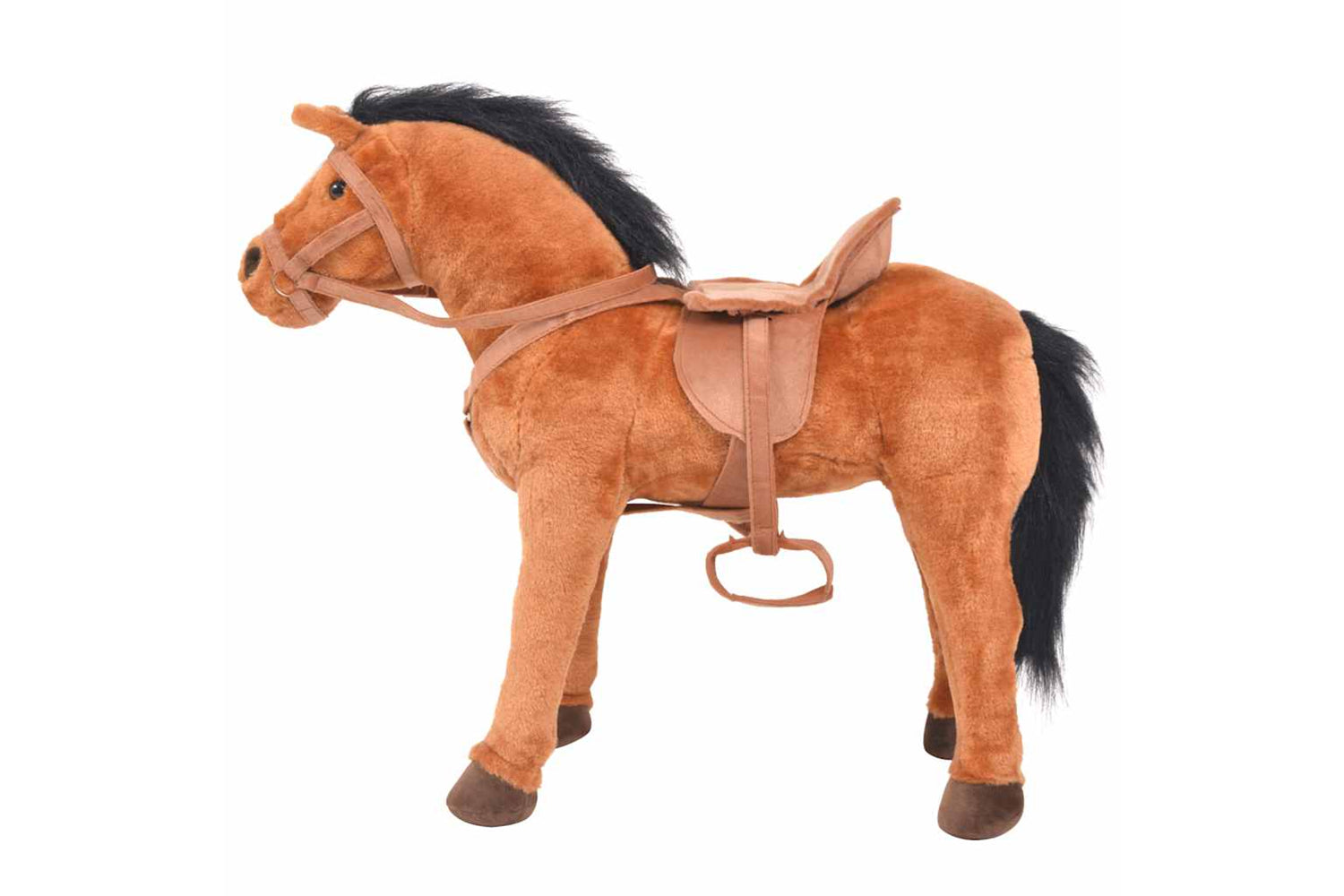 Vidaxl Standing Toy Horse Plush Brown-2