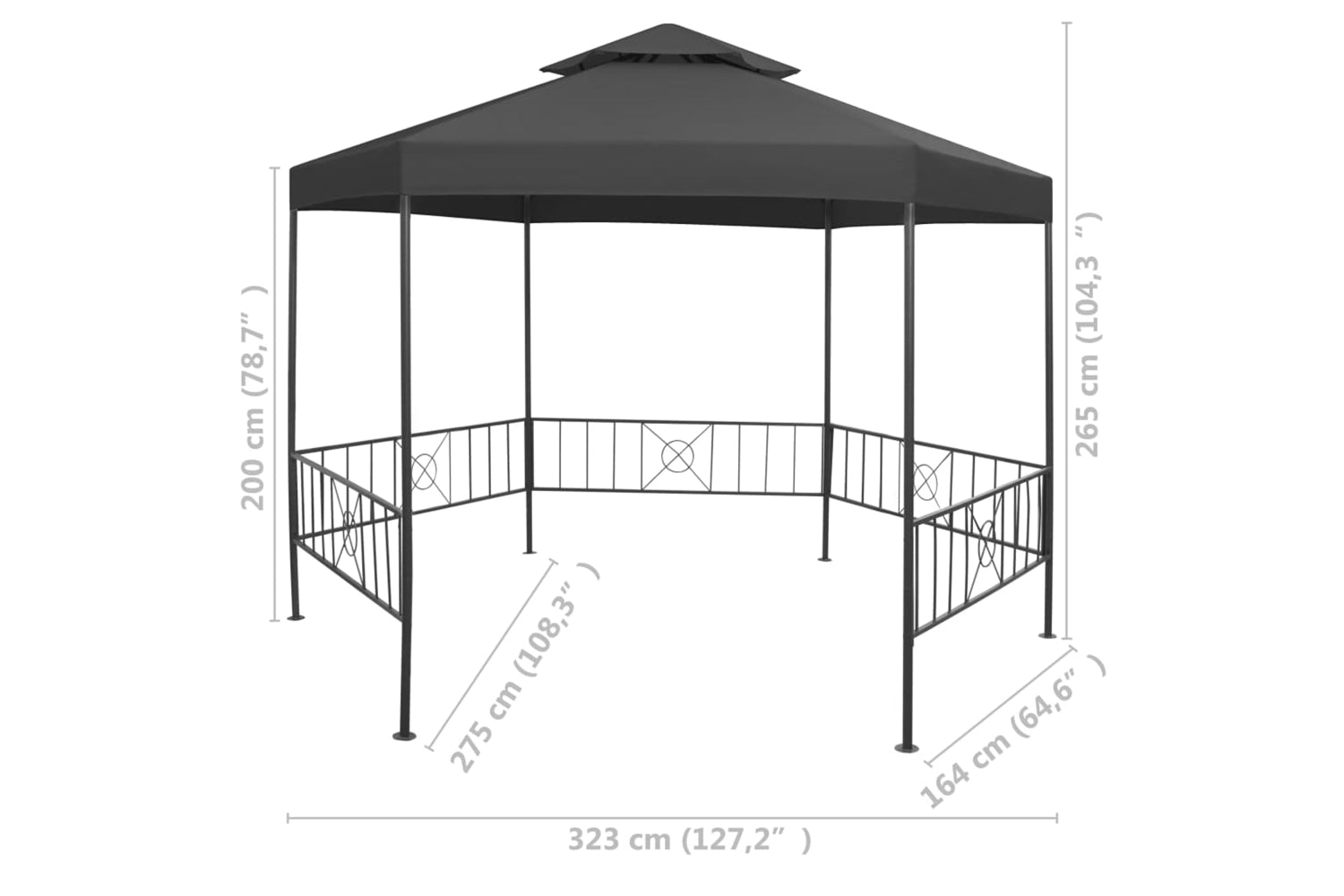 vidaXL 47961 Garden Gazebo 323x275x265cm Anthracite-8