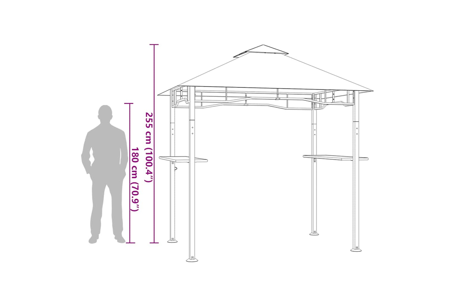 vidaXL 48602 Bbq Gazebo 240x150x255cm Anthracite Steel-6