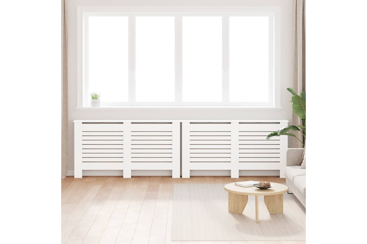 vidaXL 3051375 Radiator Covers 2 Pcs White 152x19x81.5cm Mdf-2