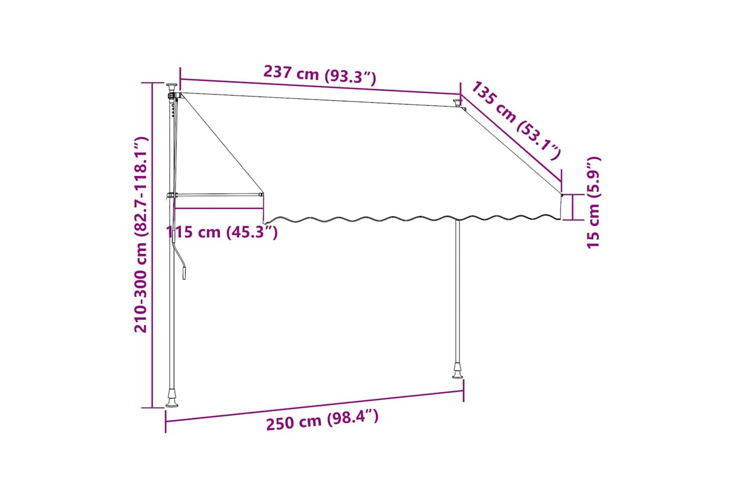 vidaXL 145858 Manual Retractable Awning With Led 250cm White And Orange-8