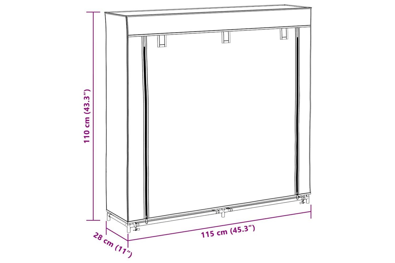 vidaXL 282434 Shoe Cabinet With Cover Grey 115x28x110cm Fabric-8