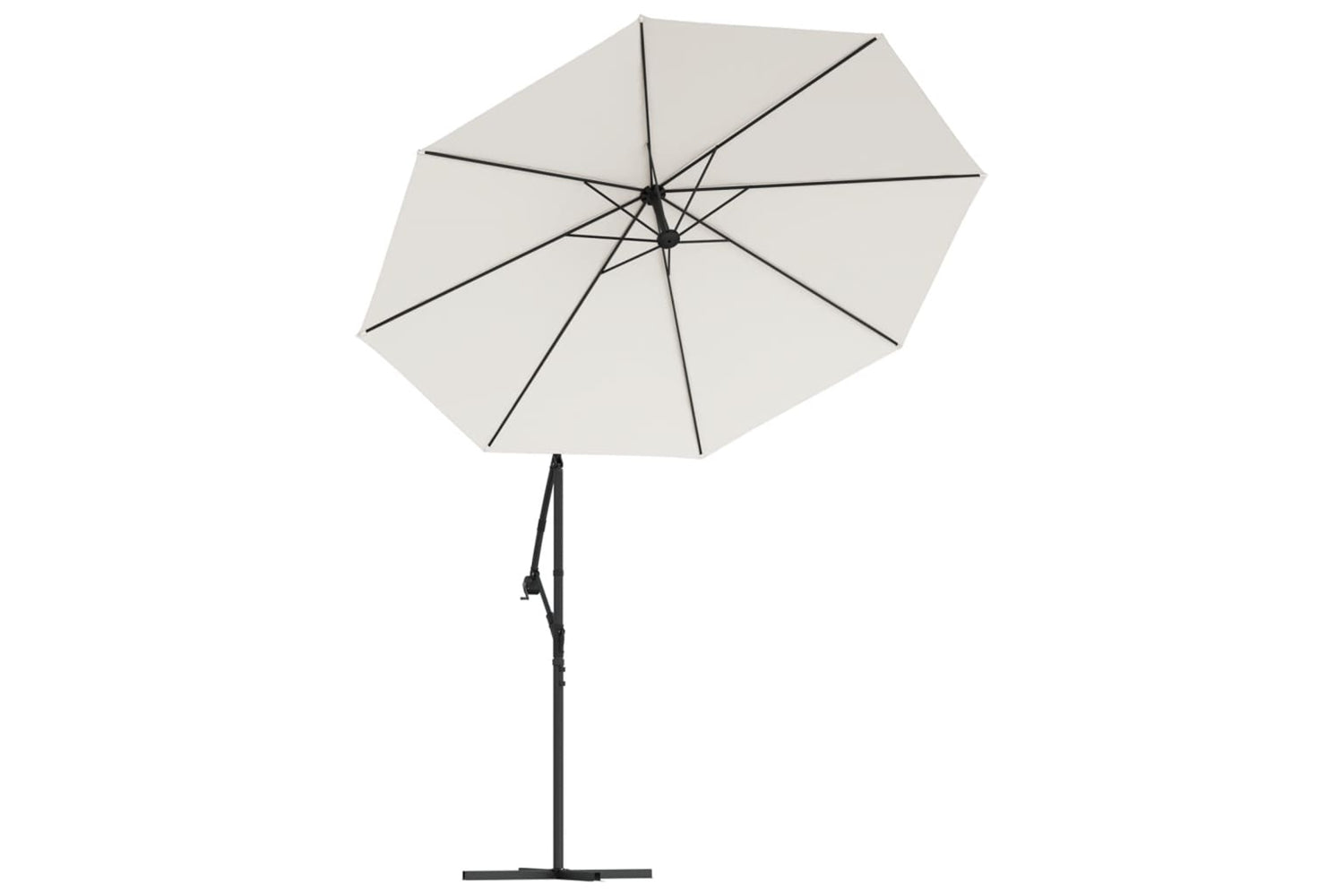 Vidaxl 42970 Hanging Parasol With Led Lighting 300 Cm Sand Metal Pole-4