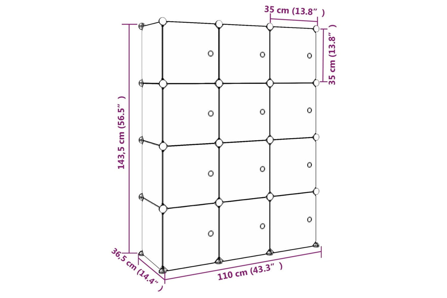 Vidaxl 340579 Cube Storage Cabinet For Kids With 12 Cubes Green Pp-7