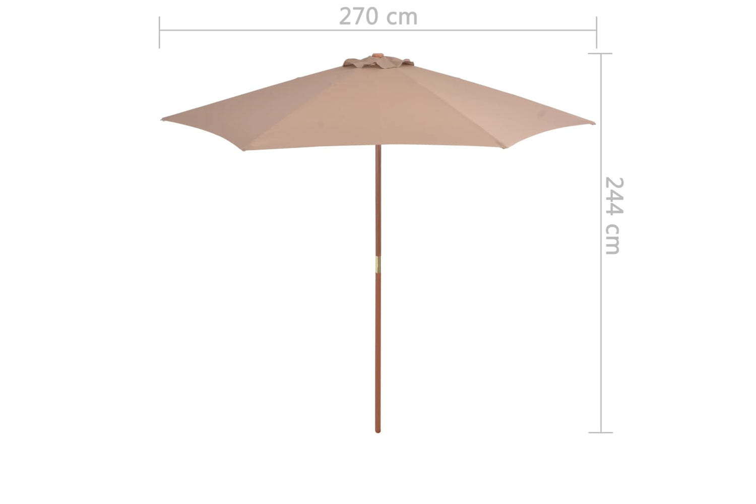 vidaXL 44516 Outdoor Parasol With Wooden Pole 270cm Taupe-6