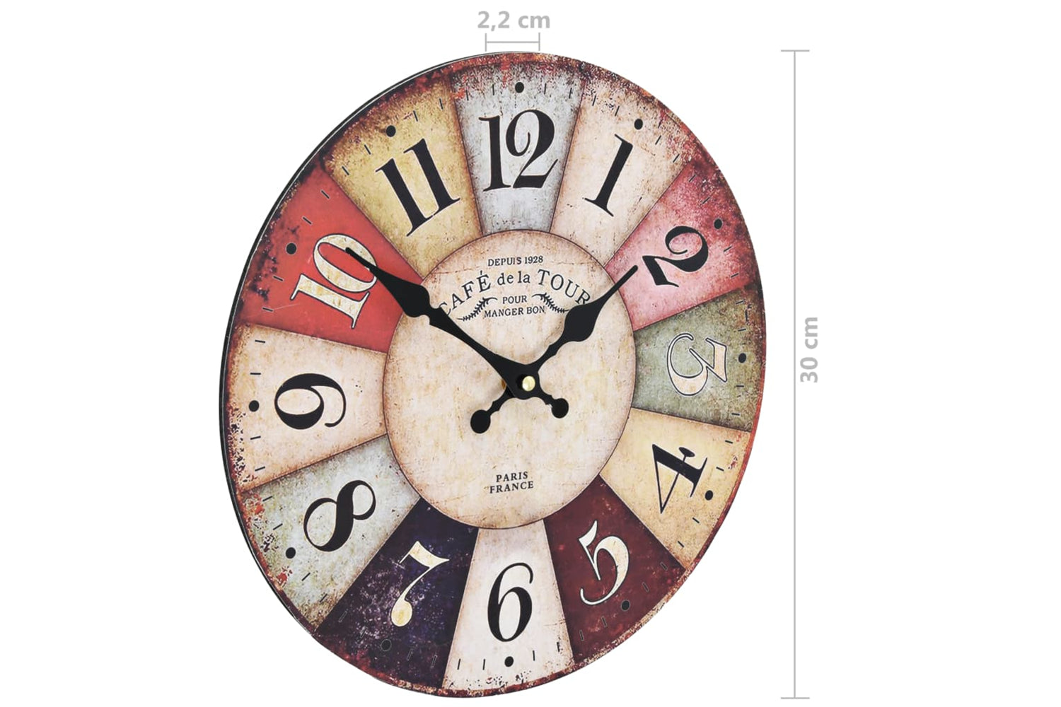 Vidaxl 50629 Vintage Wall Clock 30 cm | Multicolour-5