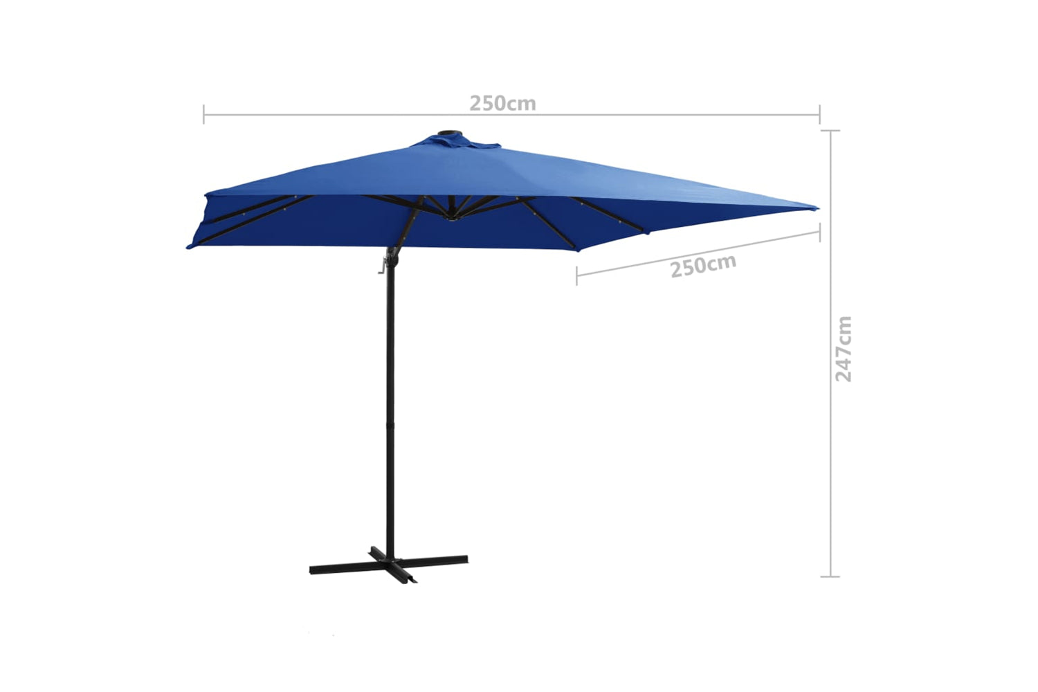 Vidaxl 46997 Cantilever Umbrella With Led Lights And Steel Pole 250x250 Cm Azure Blue-9