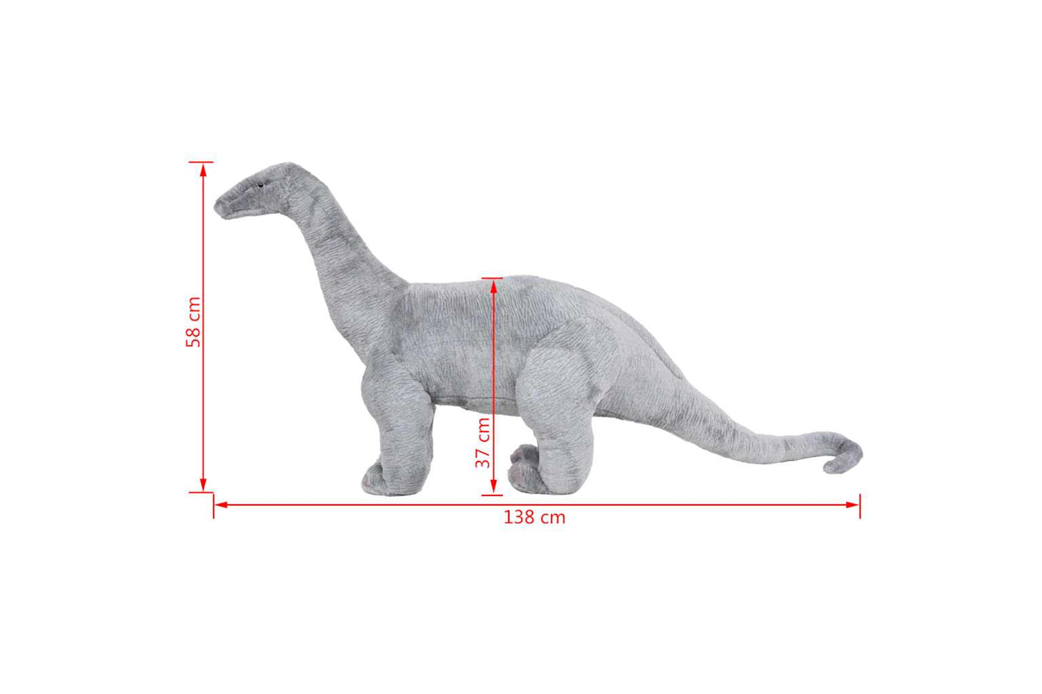 vidaXL 91345 Standing Plush Toy Brachiosaurus Dinosaur Grey Xxl-5