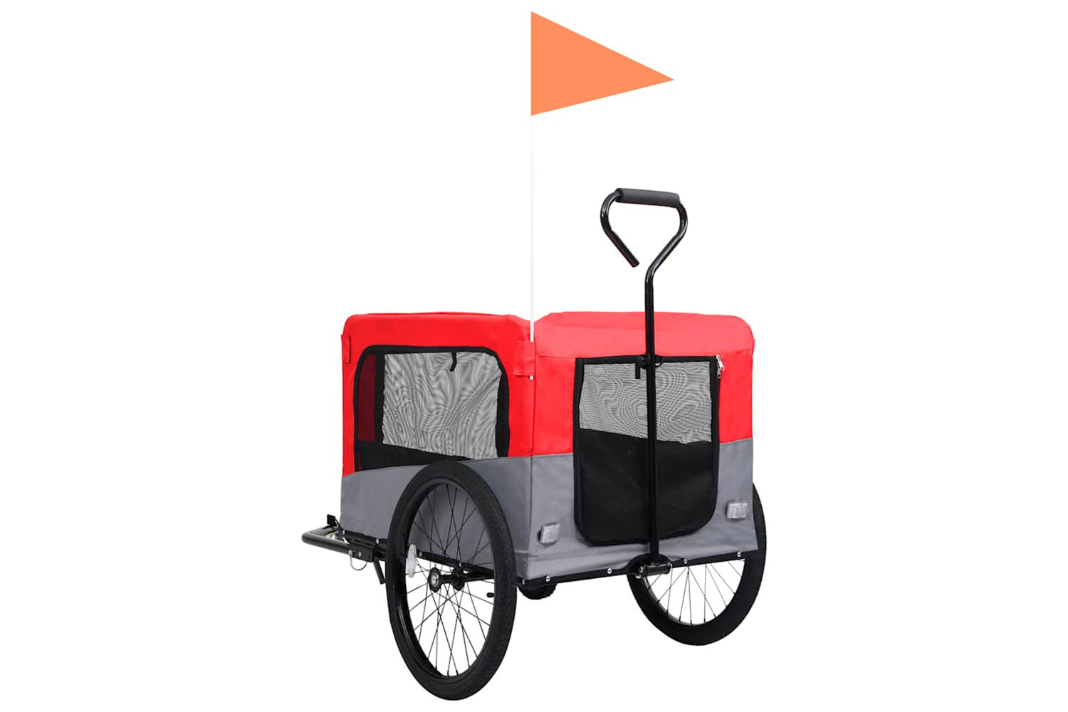 Vidaxl 2-in-1 Pet Bike Trailer & Jogging Stroller Red And Grey-5