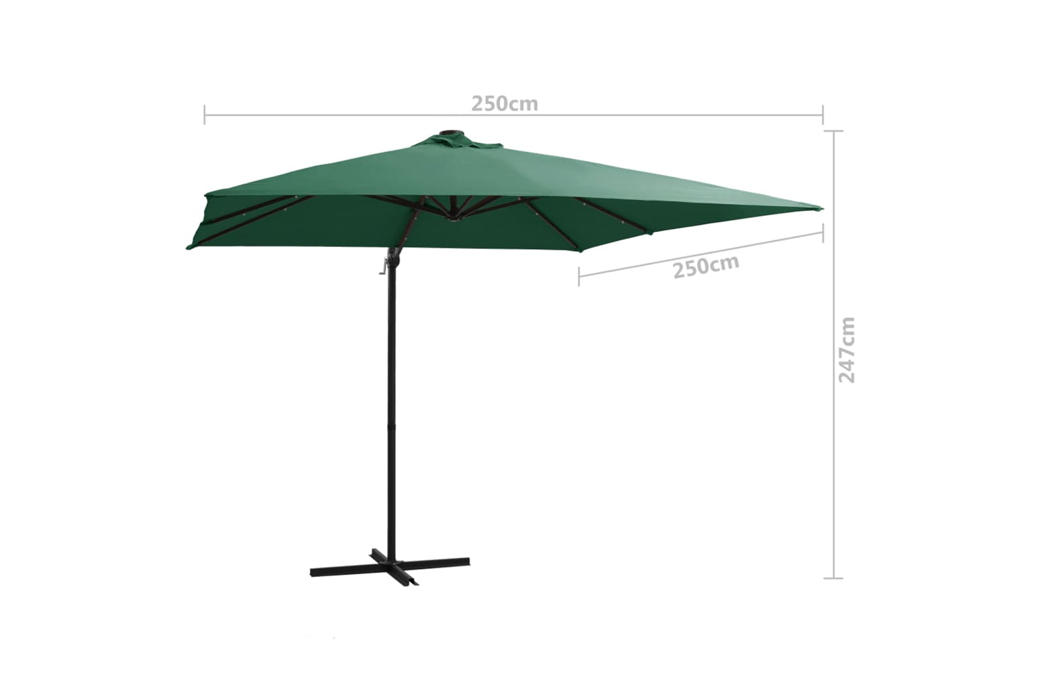 Vidaxl 46993 Cantilever Umbrella With Led Lights And Steel Pole 250x250 Cm Green-9