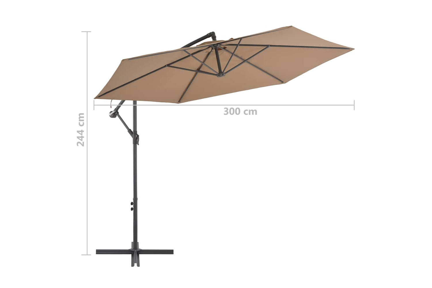 vidaXL 44510 Cantilever Umbrella With Aluminium Pole 300cm Taupe-8