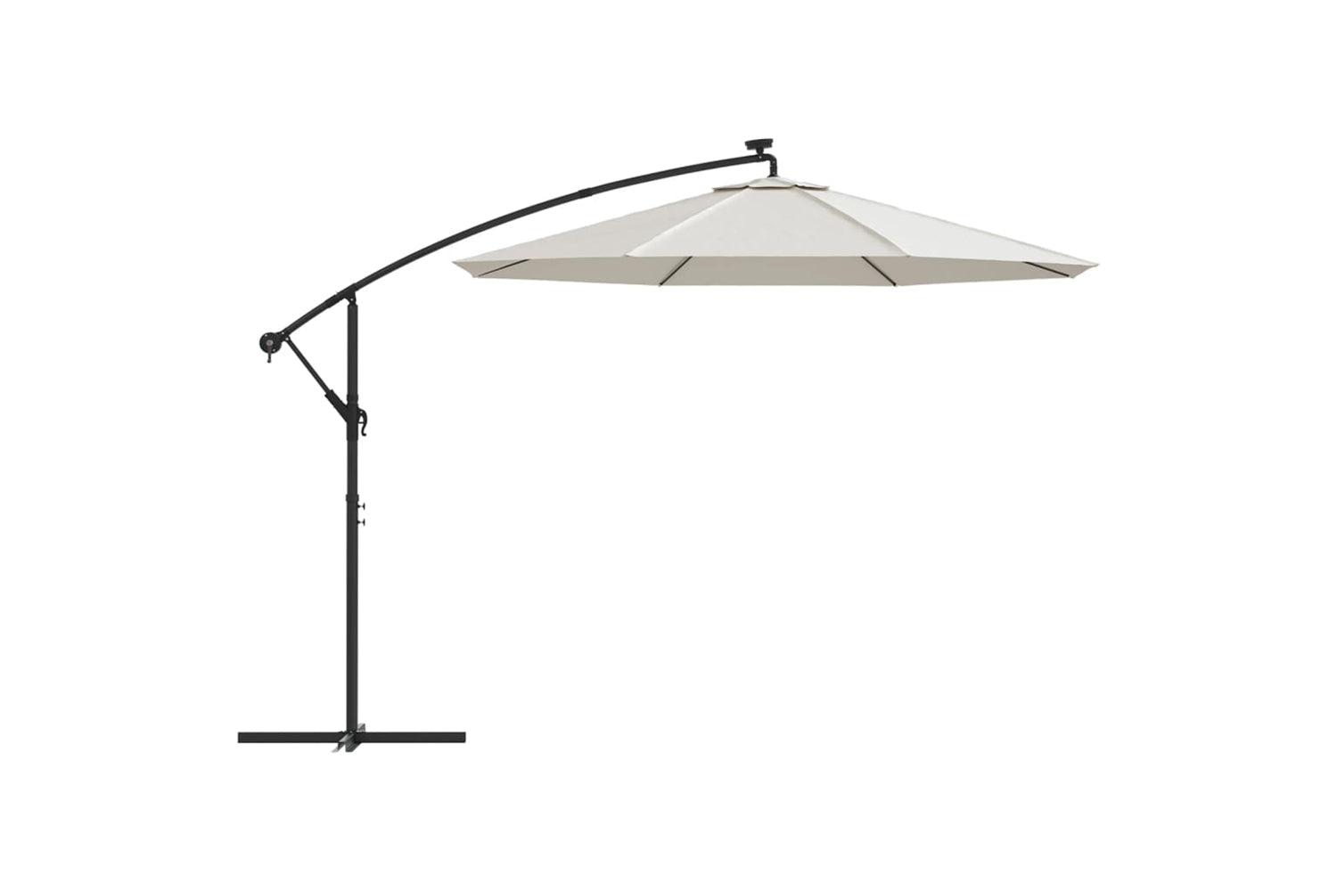 Vidaxl 42970 Hanging Parasol With Led Lighting 300 Cm Sand Metal Pole-3