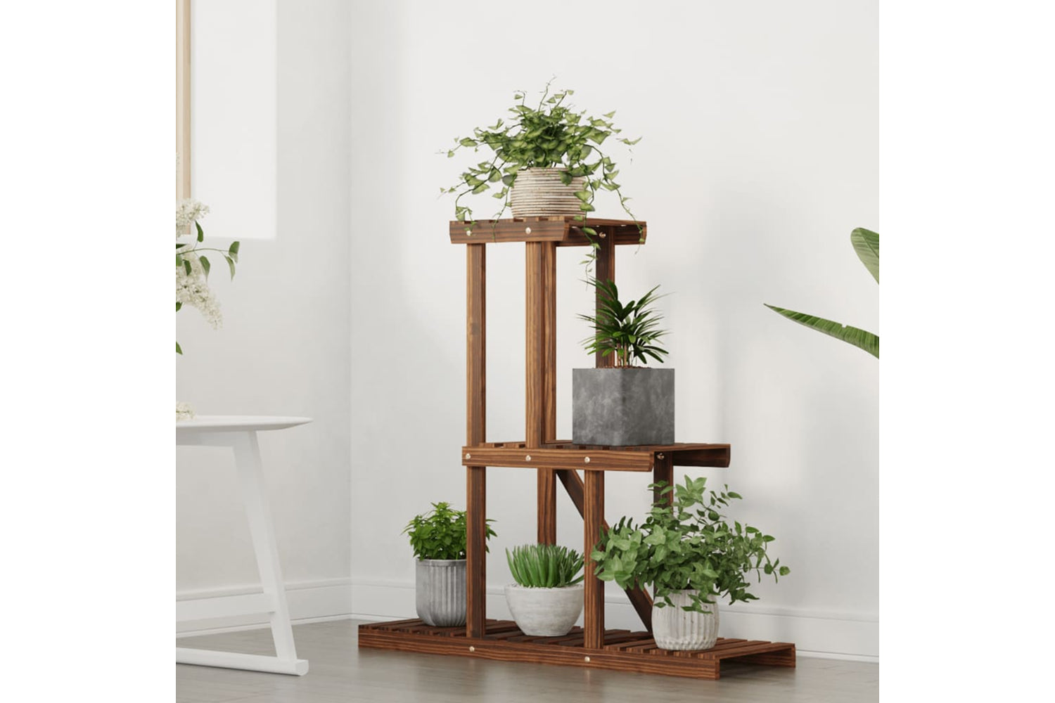 vidaXL 362871 Flower Stand 81x25x75.5cm Solid Wood Fir-2