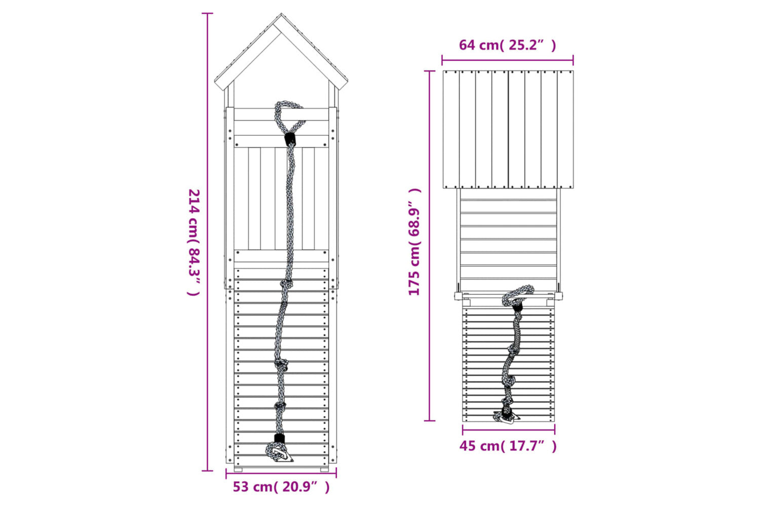 Vidaxl 3155965 Playhouse With Climbing Wall Impregnated Wood Pine-9
