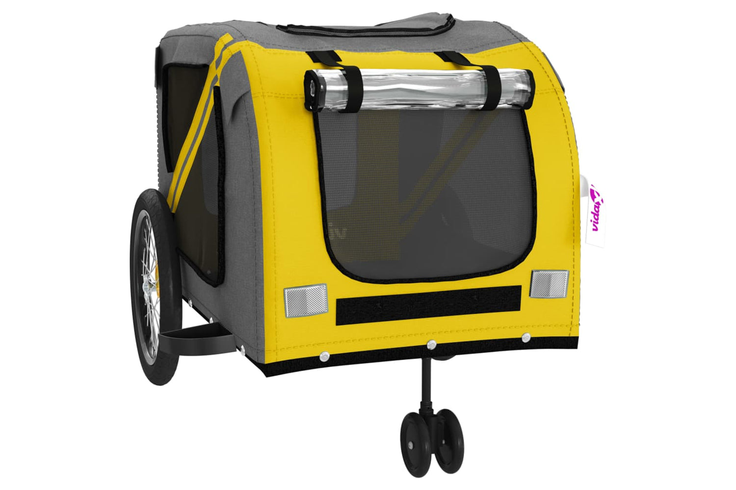 Vidaxl 93903 Pet Bike Trailer Yellow And Grey Oxford Fabric And Iron-4