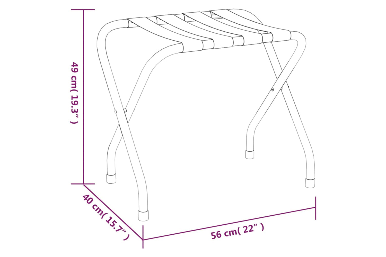 vidaXL 153077 Luggage Rack Black 56x40x49cm-6