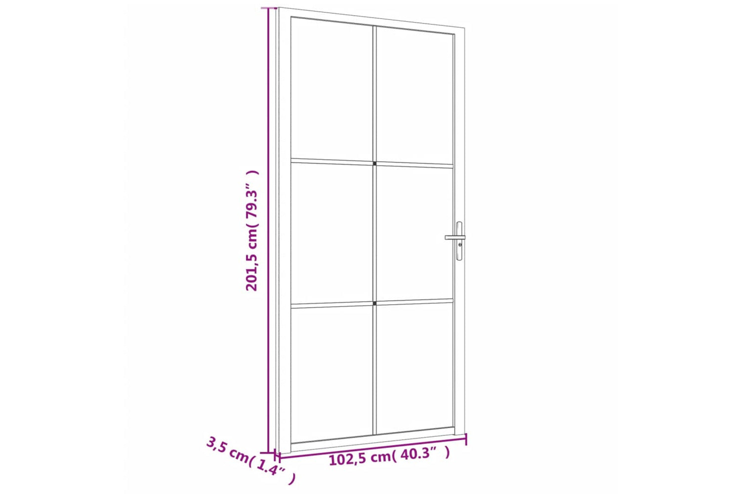 vidaXL 350567 Interior Door 102.5x201.5cm Black Esg Glass And Aluminium-5