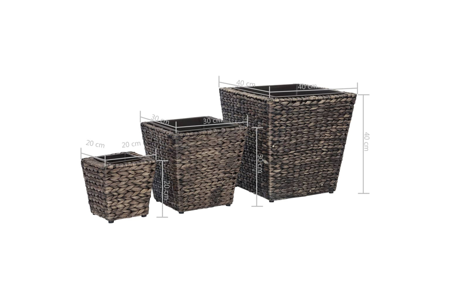 Vidaxl Raised Beds 3 Pcs Water Hyacinth Brown-8
