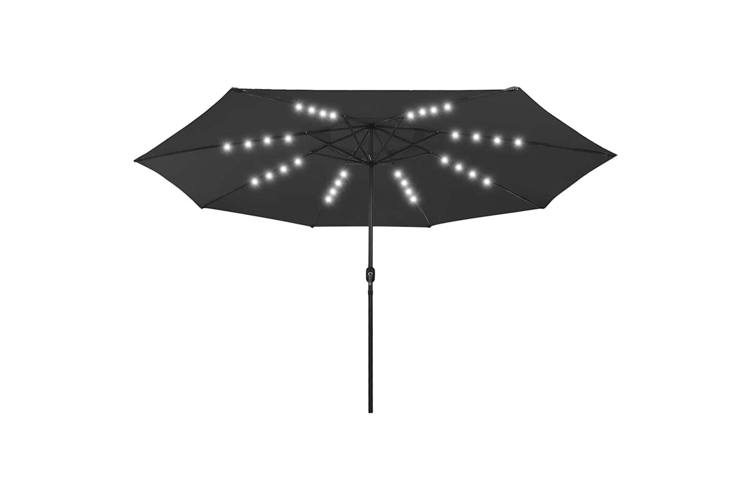 Vidaxl 312536 Outdoor Parasol With Led Lights And Metal Pole 400 Cm Black-2