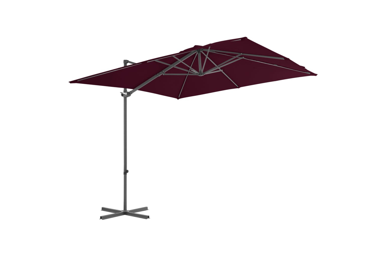 vidaXL 312308 Cantilever Umbrella With Steel Pole Bordeaux Red 250x250cm-2