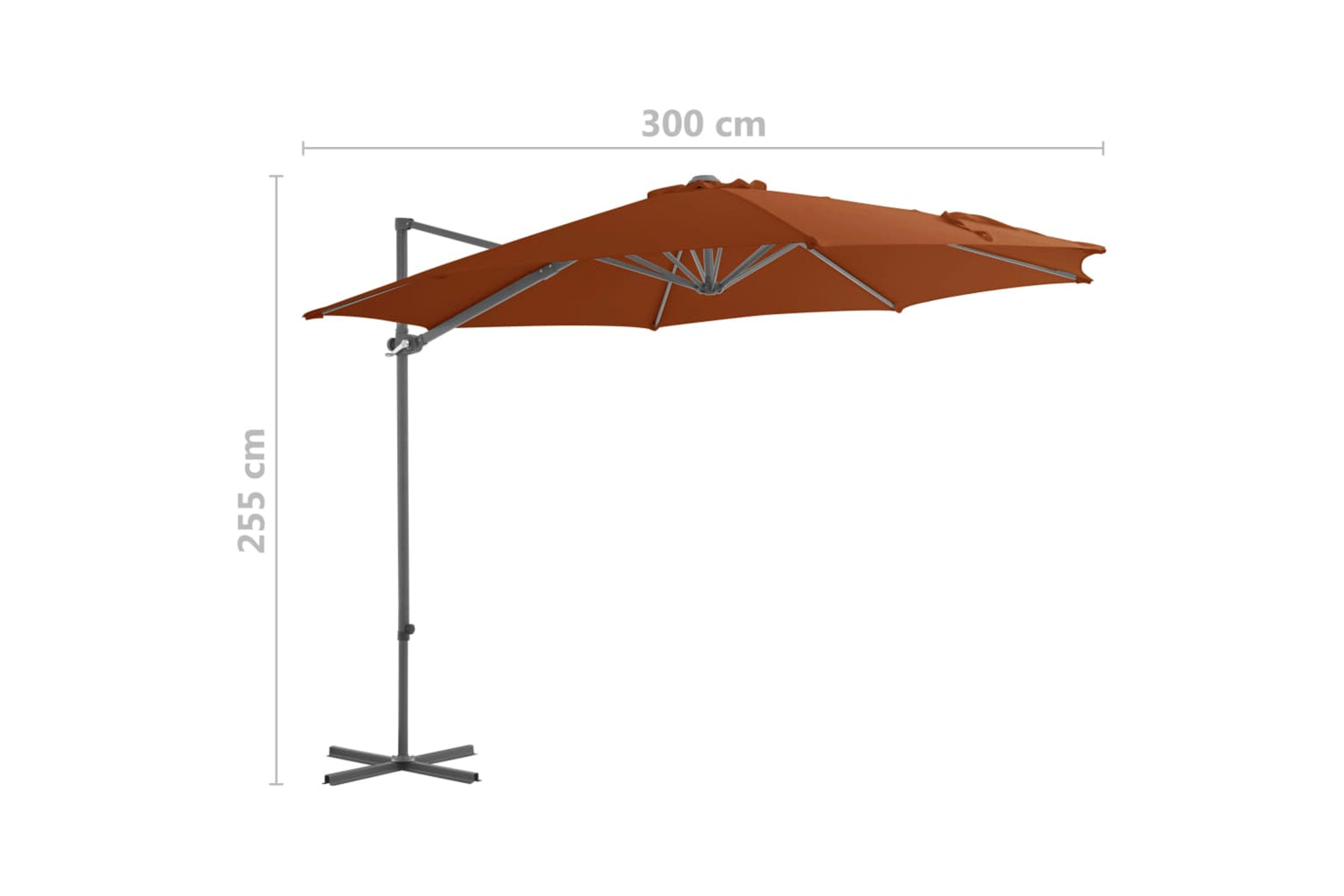 vidaXL 312313 Cantilever Umbrella With Steel Pole Terracotta 300cm-9