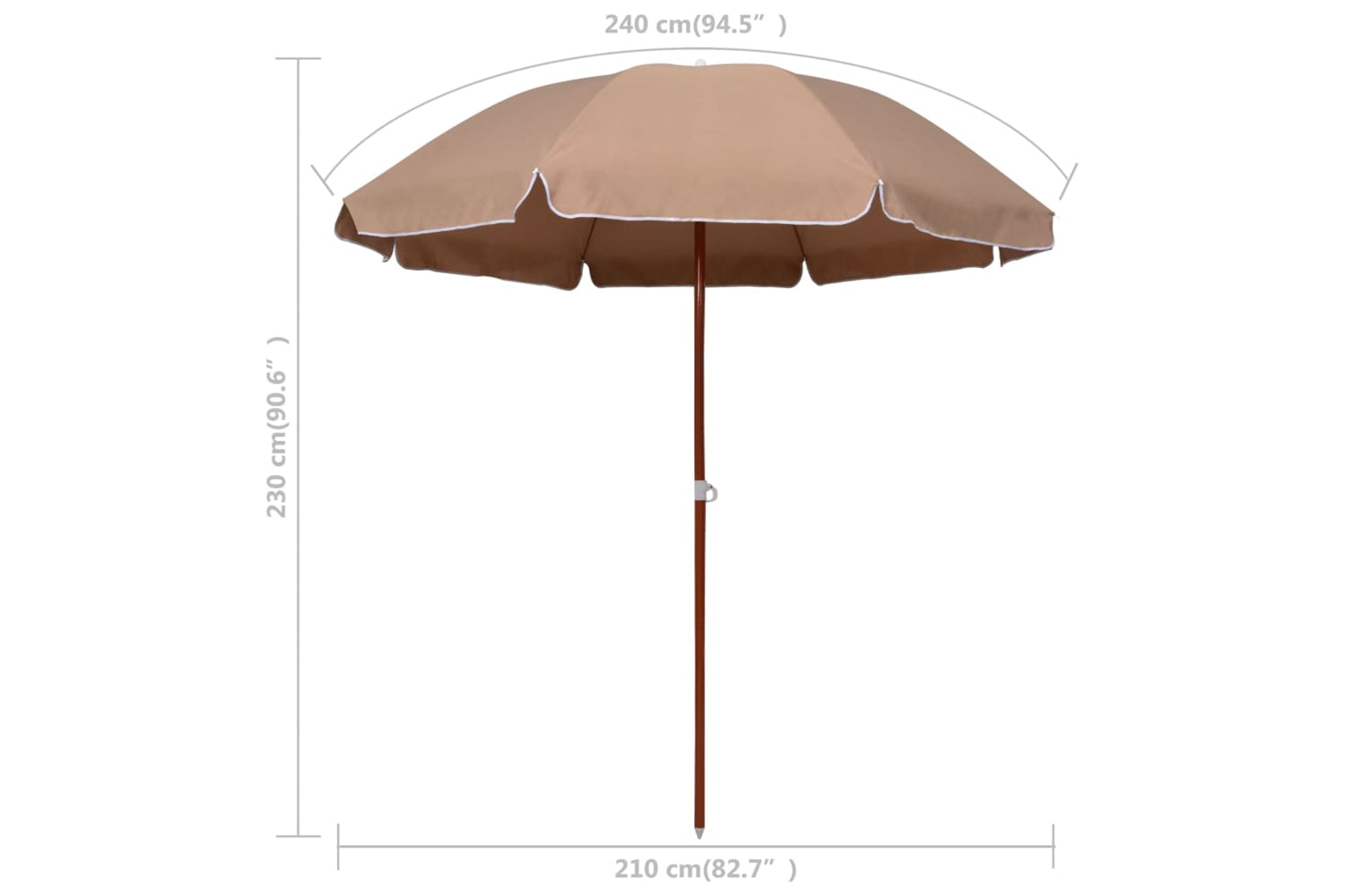 vidaXL 47802 Parasol With Steel Pole 240cm Taupe-5