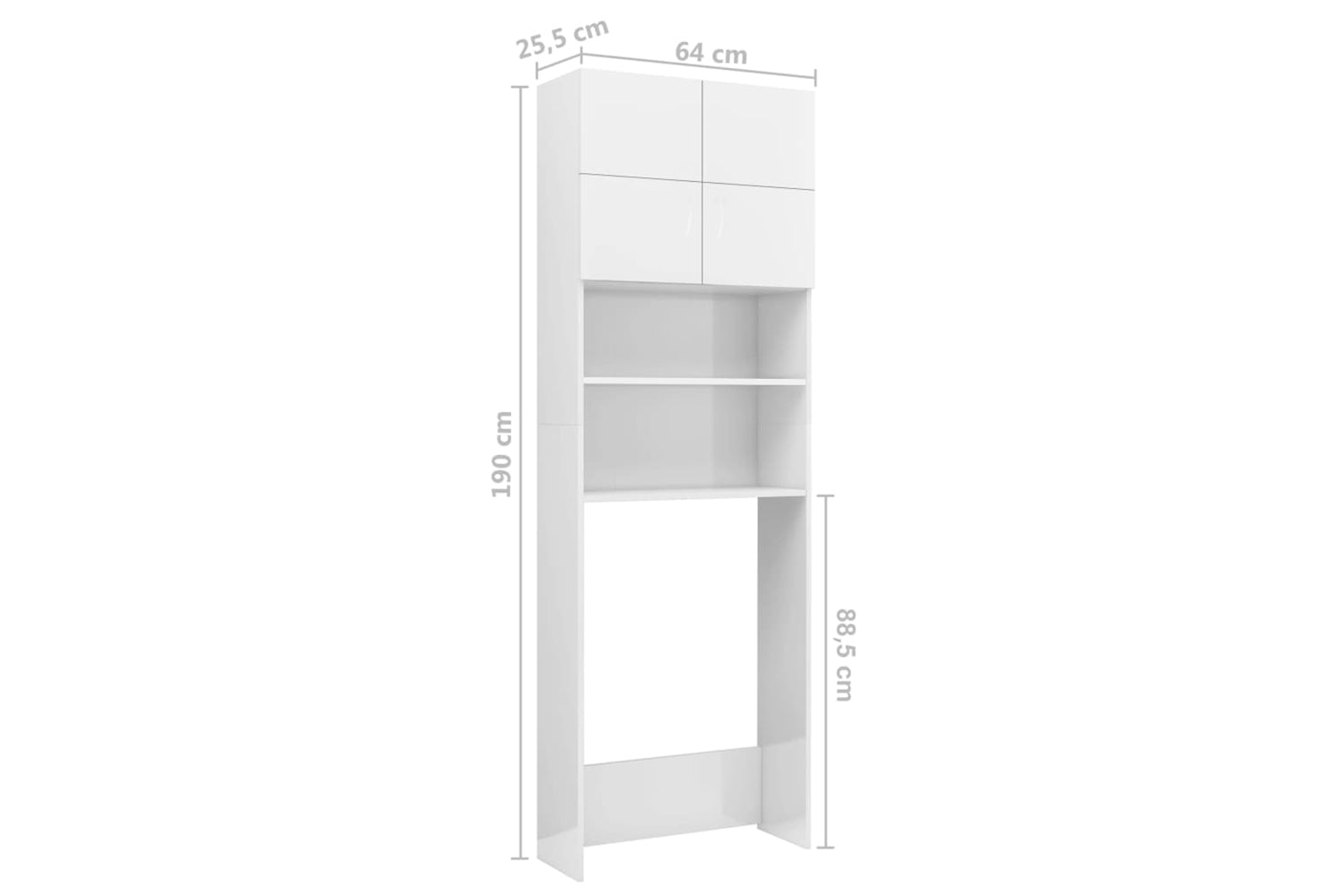 vidaXL 800027 Washing Machine Cabinet White 64x25.5x190cm Engineered Wood-7