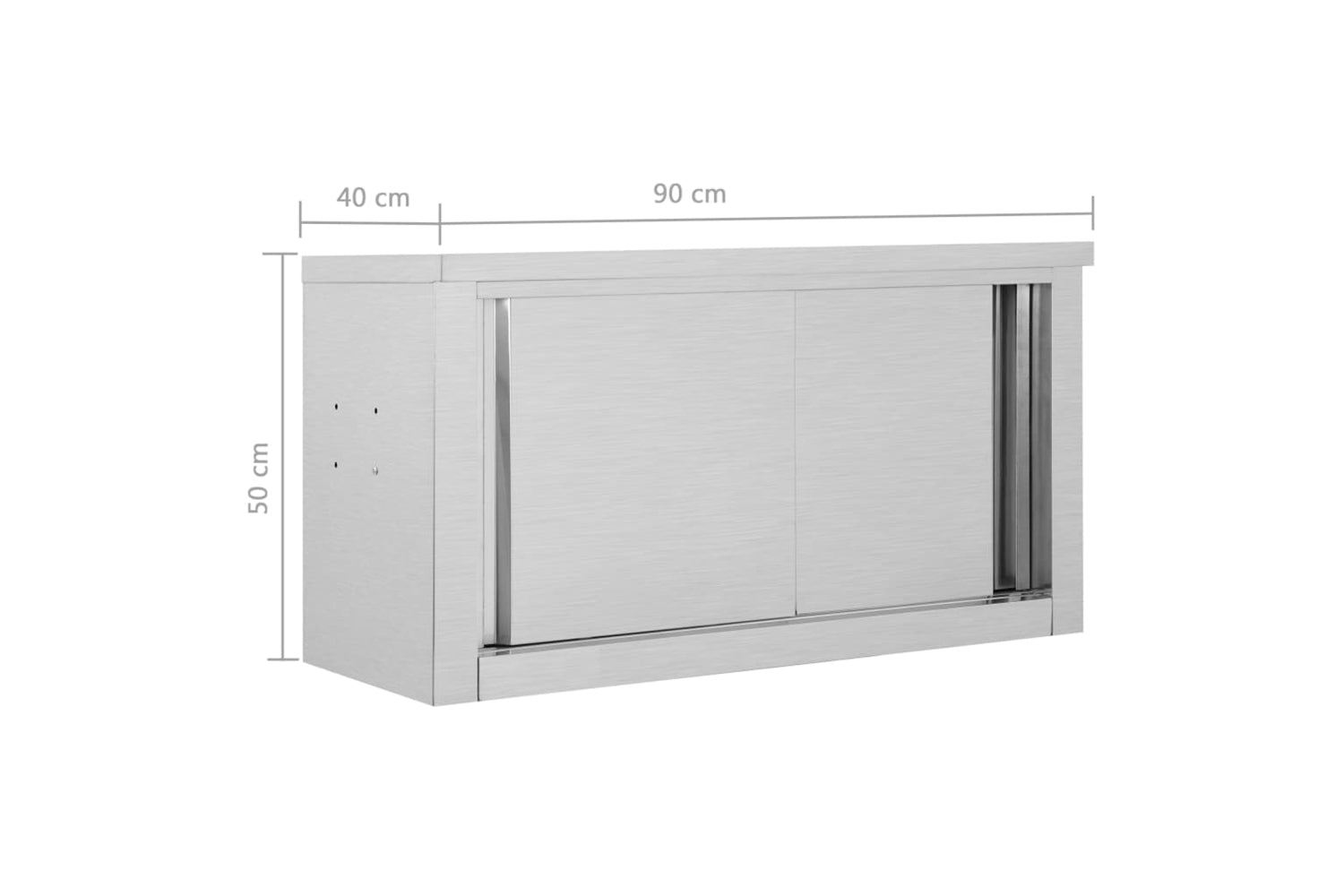 vidaXL 51052 Kitchen Wall Cabinet With Sliding Doors 90x40x50cm Stainless Steel-9