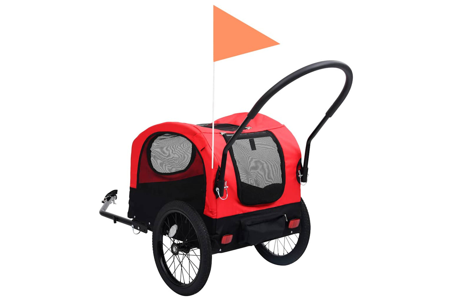 Vidaxl 2-in-1 Pet Bike Trailer & Jogging Stroller Red And Black-5