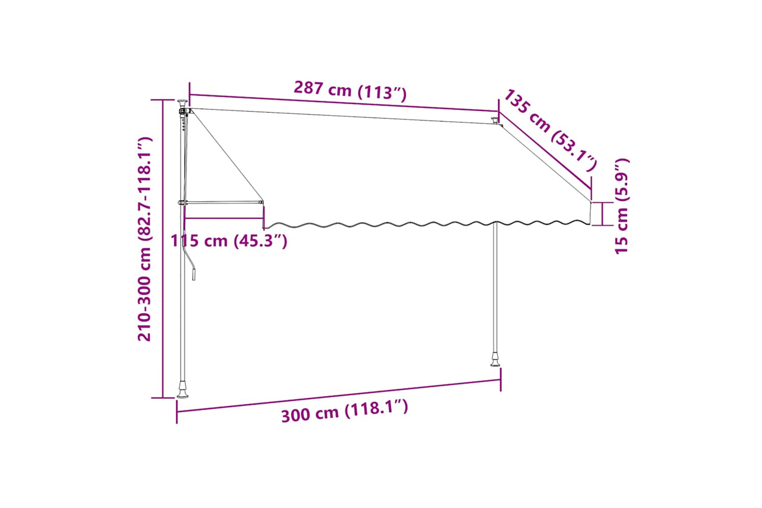 vidaXL 145859 Manual Retractable Awning With Led 300cm White And Orange-8