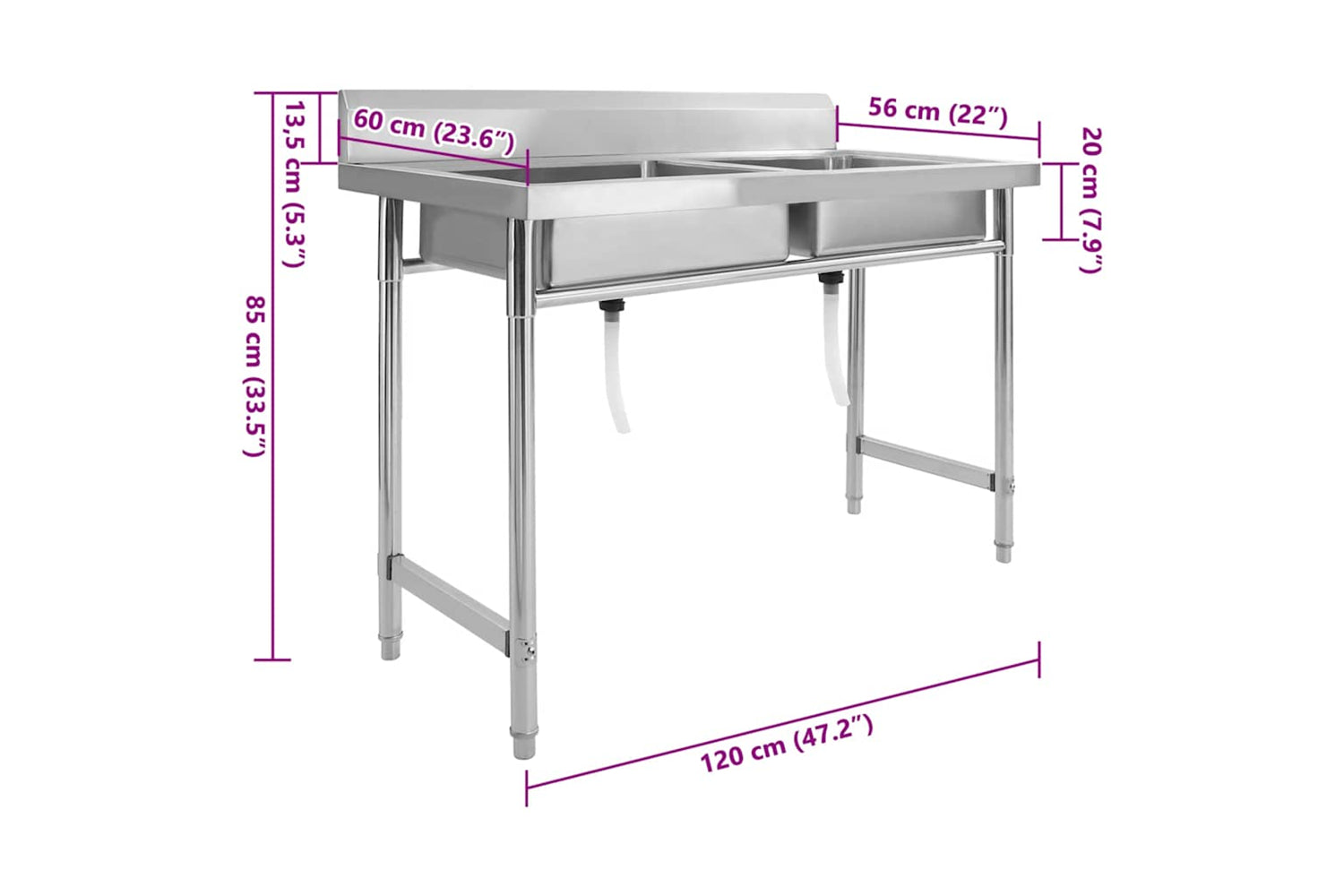 Vidaxl 144291 Kitchen Sink Double Basin Stainless Steel-8