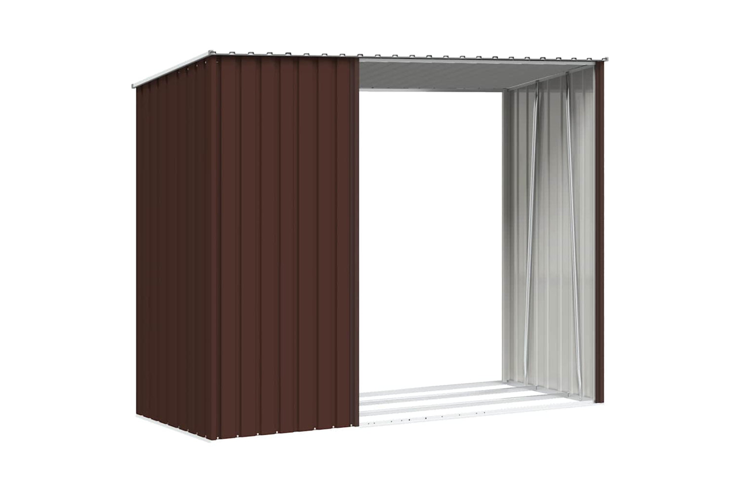 vidaXL 46296 Garden Firewood Shed Brown 245x98x159cm Galvanised Steel-7