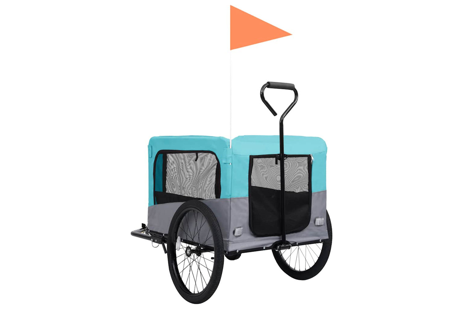 Vidaxl 2-in-1 Pet Bike Trailer & Jogging Stroller Blue And Grey-5