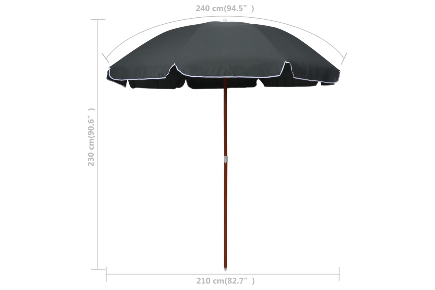 vidaXL 47805 Parasol With Steel Pole 240cm Anthracite-5