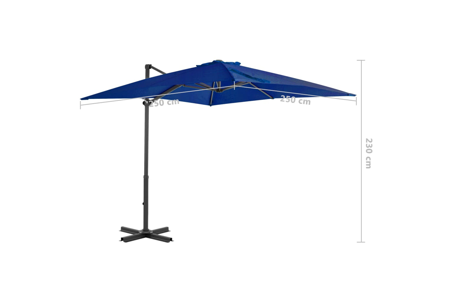 vidaXL 46987 Cantilever Umbrella With Aluminium Pole Azure Blue 250x250cm-6