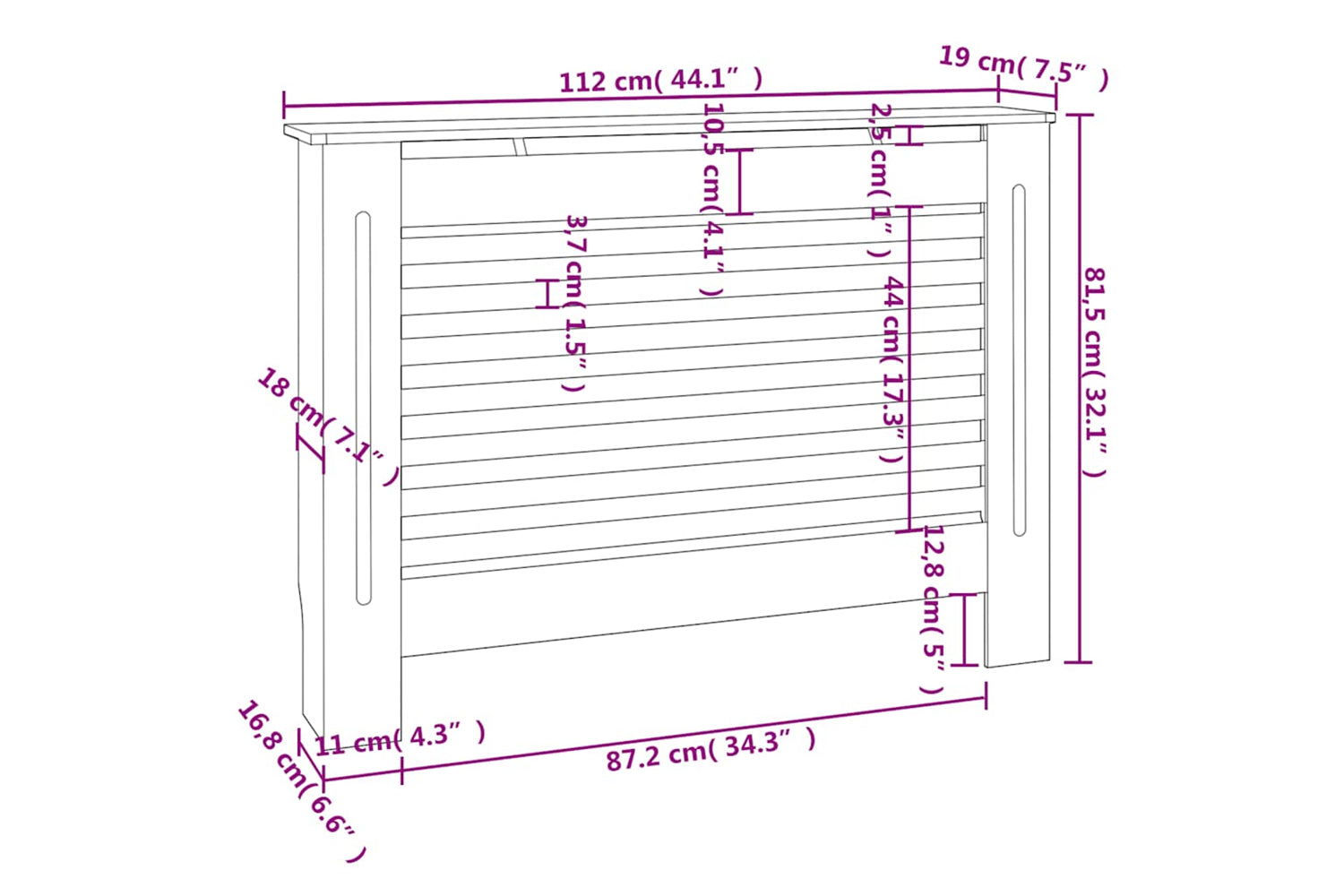 vidaXL Radiator Cover 112x19x81.5cm Mdf-8