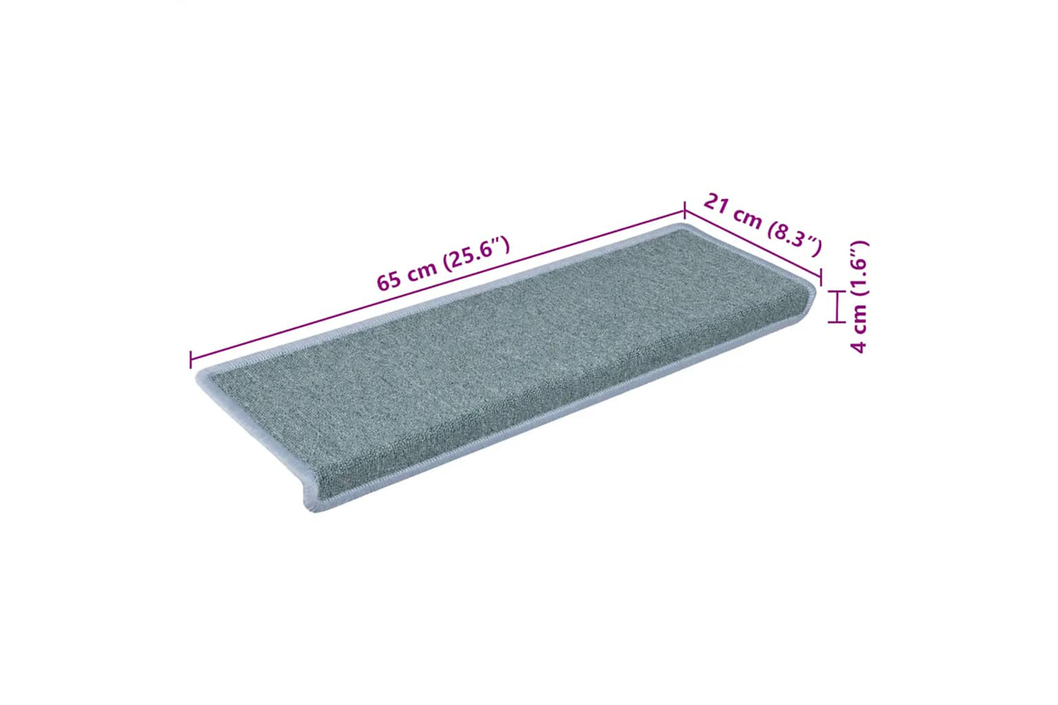 vidaXL 326194 Carpet Stair Treads 15 Pcs 65x21x4cm Blue-8