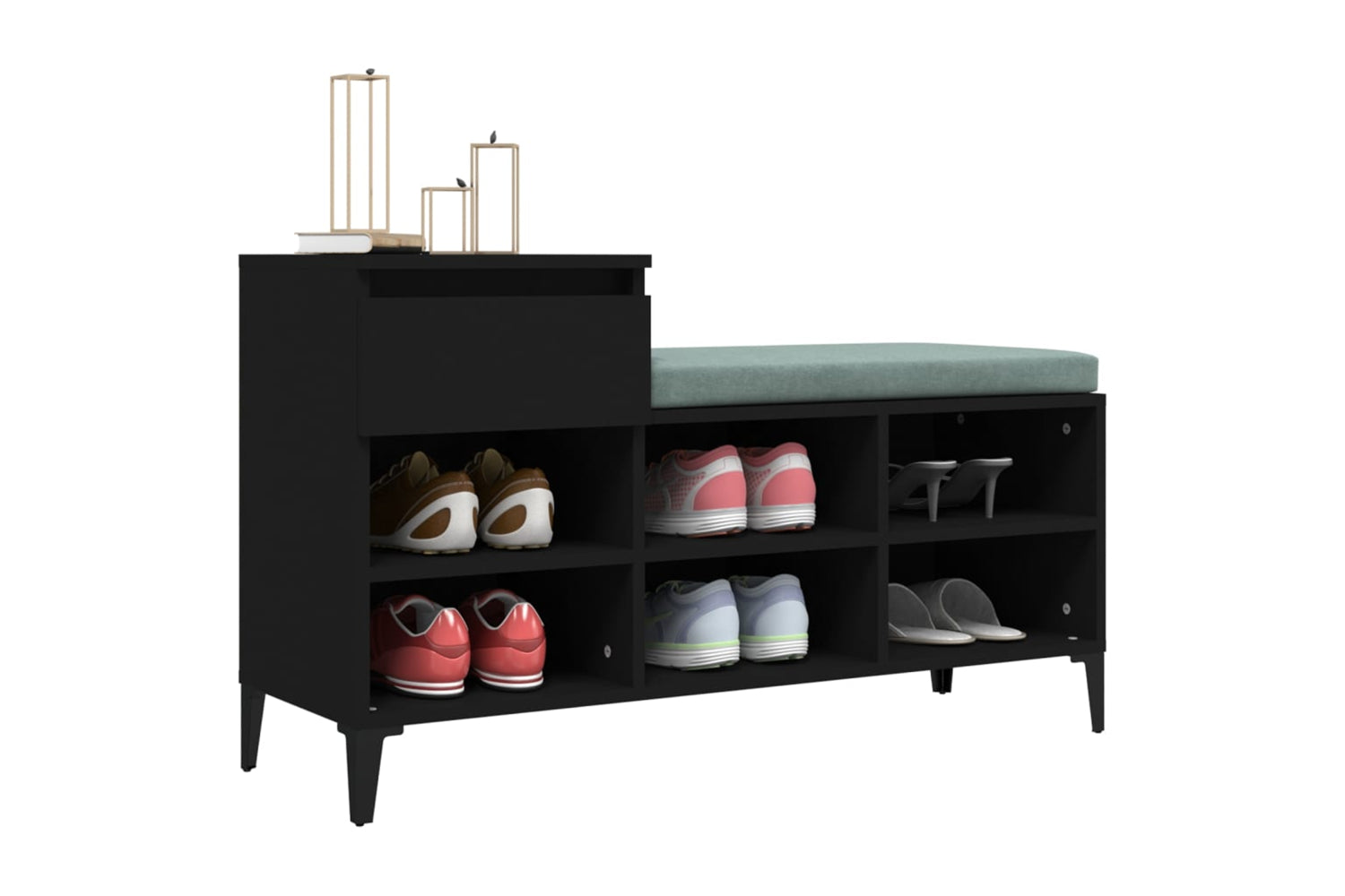 vidaXL 821213 Shoe Cabinet Black 102x36x60cm Engineered Wood-3