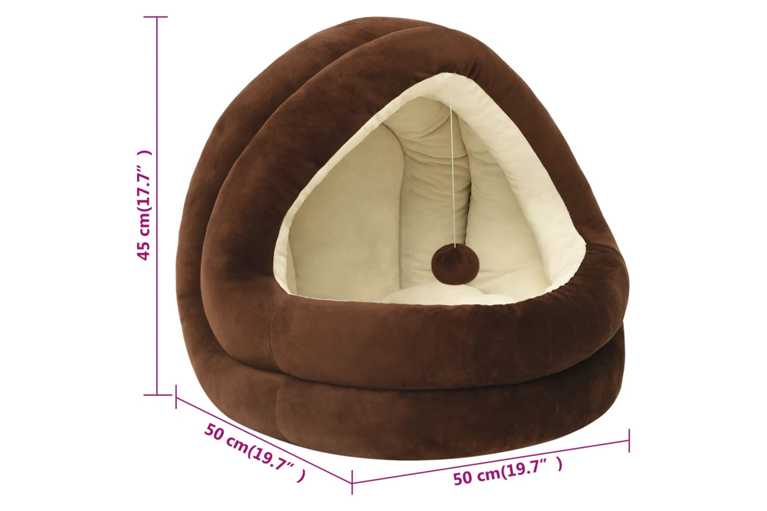 vidaXL 171400 Cat Bed 50x50x45cm Brown And Cream-6