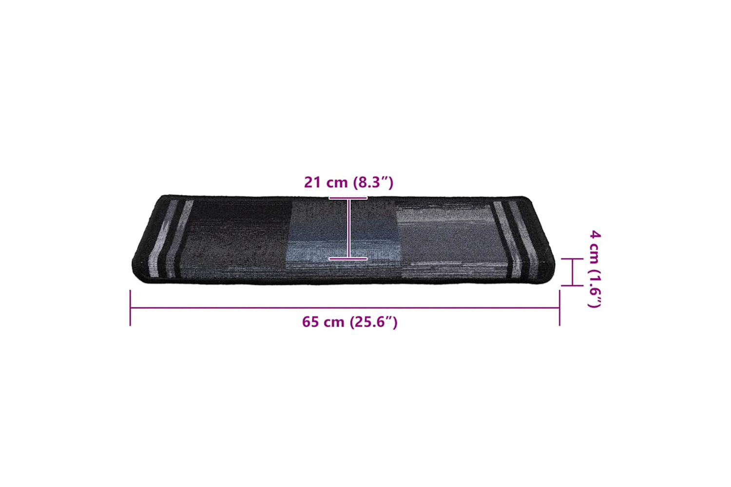 vidaXL 326208 Stair Mats Self-adhesive 15 Pcs 65x21x4cm Black And Grey-9
