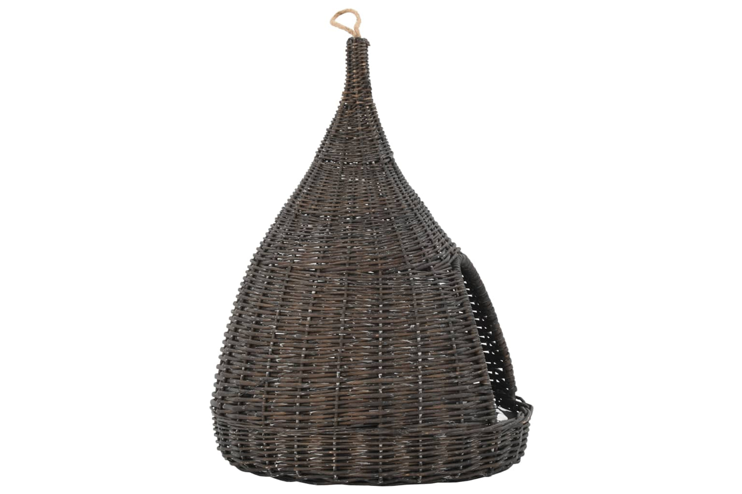 vidaXL 170778 Cat House With Cushion Grey 40x60cm Natural Willow Teepee-3
